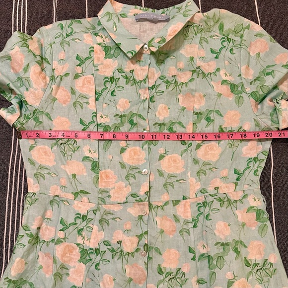 Hill House The Laura Dress Blue Roses Floral 100% Linen Button Down Large - Picture 8 of 10